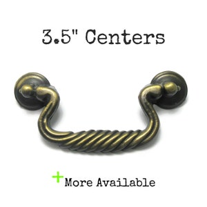 Vintage Brass Tone Drawer Pull - 3.5&quot; Centers Faux Bail Lightweight 1990s