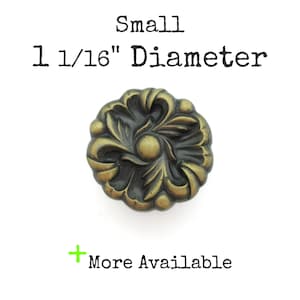 Vintage French Provincial Drawer Knob: Aged Brass Tone Floral Handle (1 1/16&quot;)