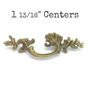 Small Vintage French Provincial Drawer Pull, Brass 1 13/16" Centers