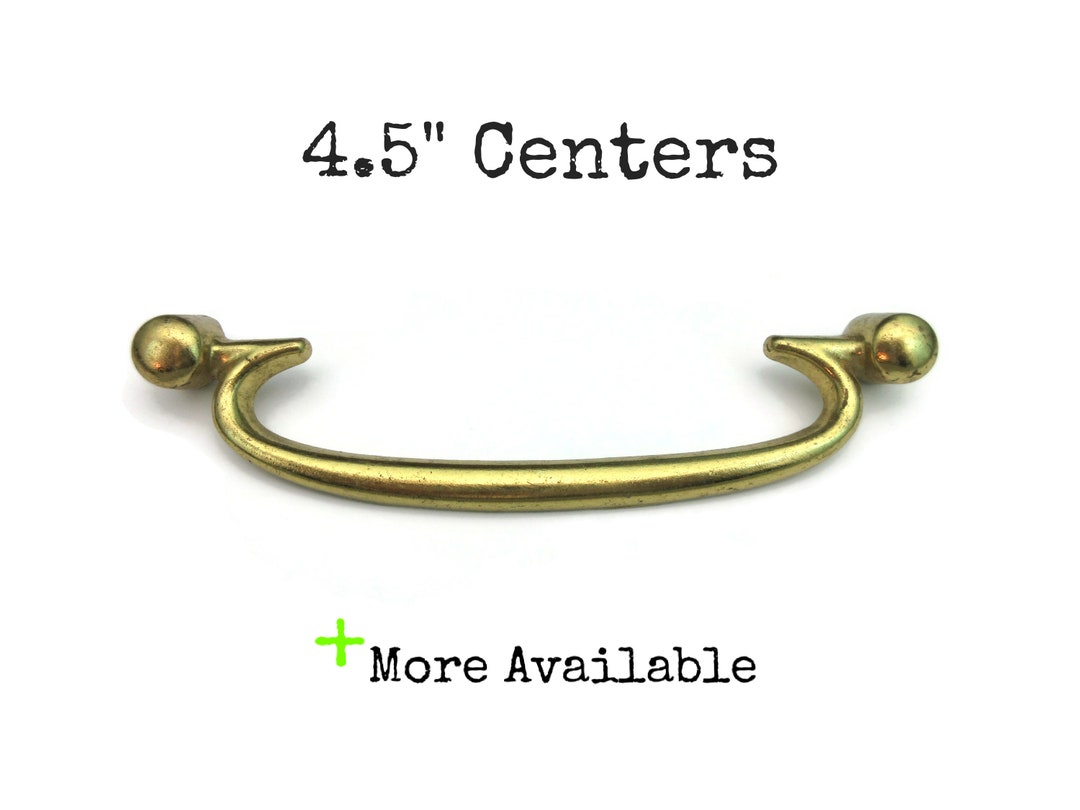 Vintage Drawer Pull 4 1/2 Centers MCM Gold Brass Color Sleek Atomic Faux Bail Handle Etsy