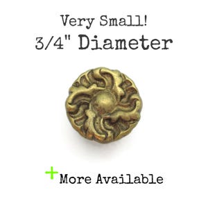 Tiny Vintage French Provincial Drawer Knob 3/4" Ornate Piano Small Brass Floral Handle Pull