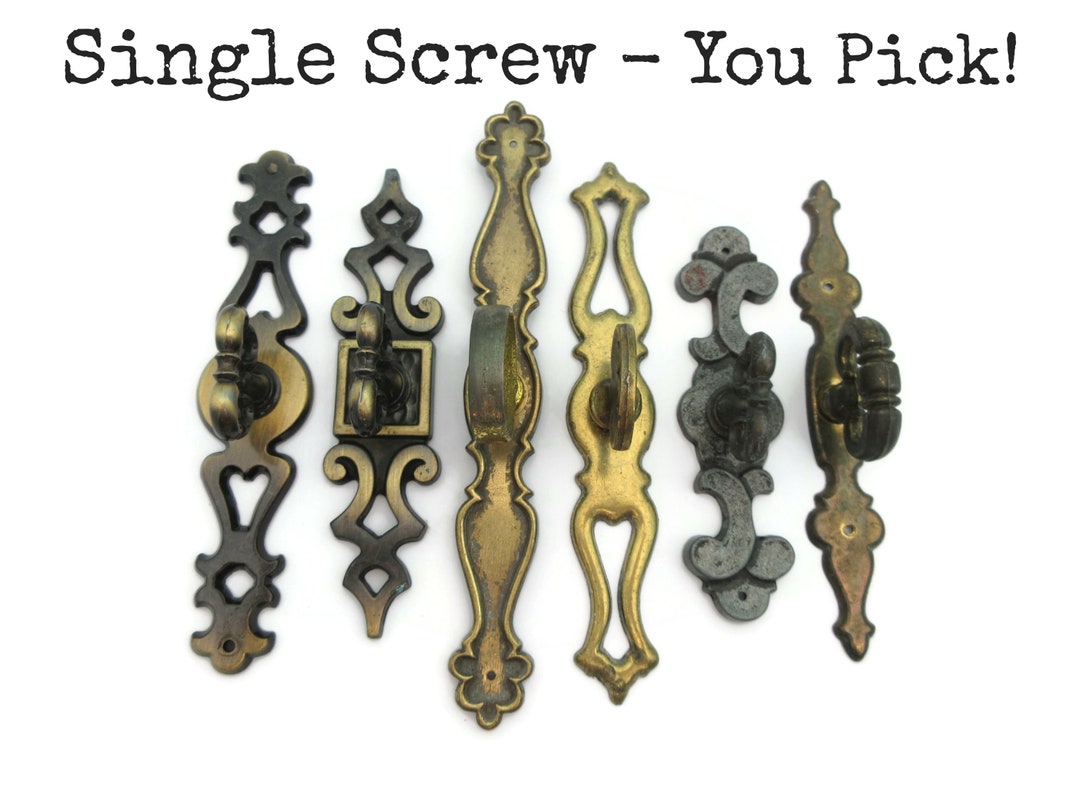 Vintage Faux Mock Key Knob Dark Brass Color Drawer Etsy