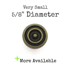 Vintage Small Drawer Knob 5/8" Diameter Little Round Brass Tone Pull 80s metal Reproduction