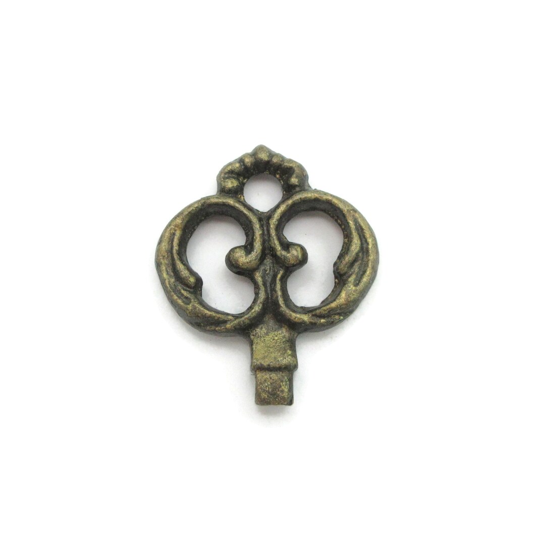 Vintage Faux Mock Key Knob Brass Tone Small Drawer or Cabinet Door Pull ...