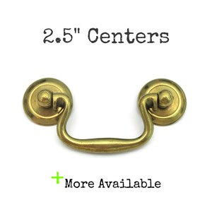 Vintage Drawer Pull 2.5" centers Bail Handle brass gold tone