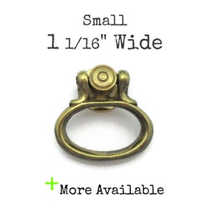 Small Vintage Drawer Ring Pull Brass Tone Tiny Metal Handle
