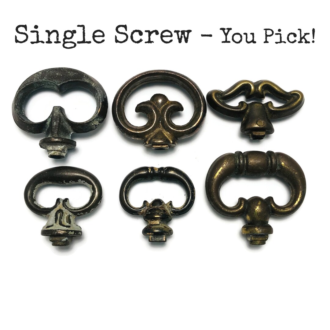 Vintage Faux Mock Key Knob Dark Brass Color Drawer Furniture