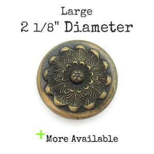 Vintage French Provincial Drawer Knob: Aged Brass Finish, Floral Handle