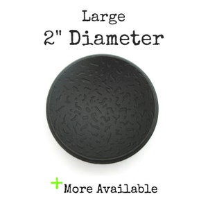 Vintage MCM Drawer Knob Large NOS Concave Black Textured Round Pull 2&quot; Diameter