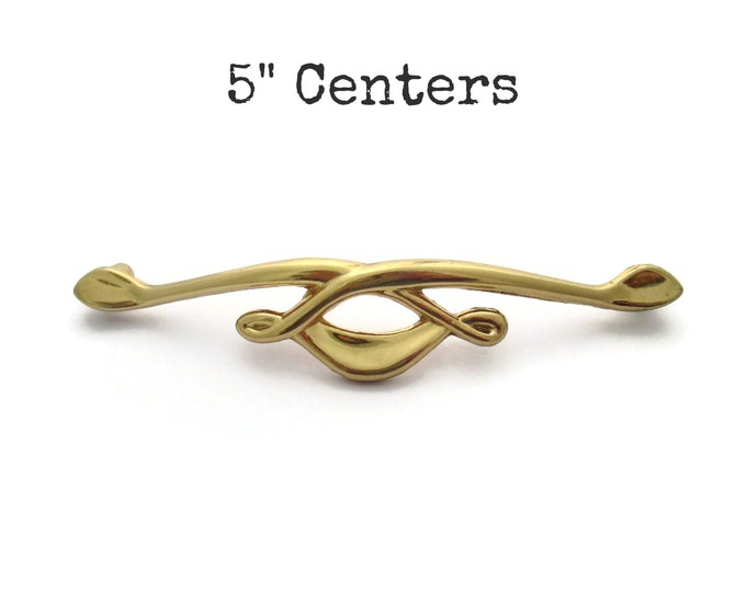 Vintage MCM Drawer Pull 5 Centers Brass Gold Colored Finish SALE Etsy