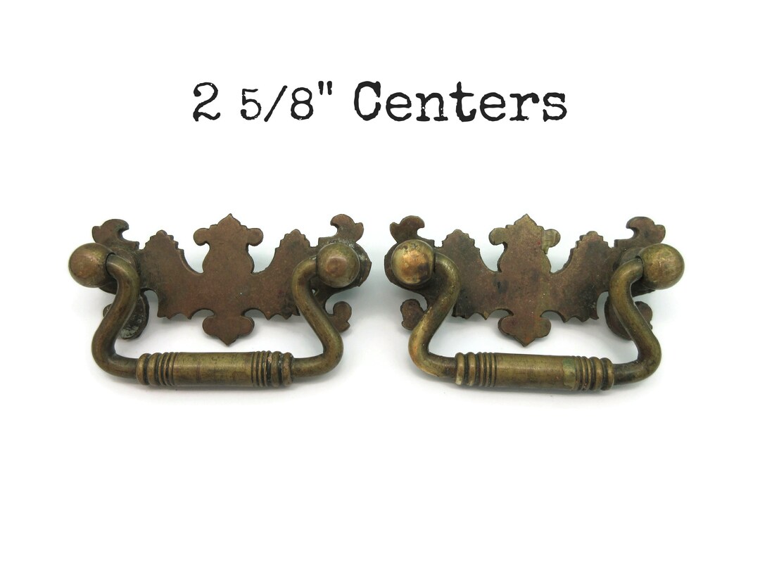 Pair of Heavy Vintage Drawer Pulls 2 5/8 Inch on Center Worn Etsy