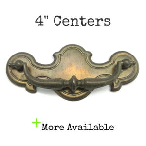 Vintage Chippendale Drawer Pull: Brass Tone Finish, 4" Centers