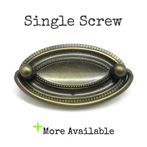 Vintage Drawer Pull Brass Tone Oval Single Screw Drawer Knob Hepplewhite