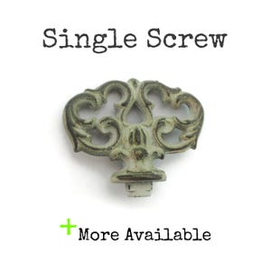 May include: A single, ornate screw with a decorative design. The screw is a muted green color with a bronze finish, and the text "Single Screw" is above it. The text "More Available" is below the screw.
