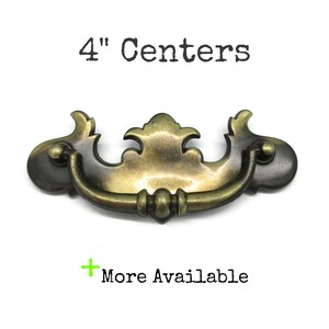 Vintage Chippendale Drawer Pull: Brass Tone Finish, 4" Centers