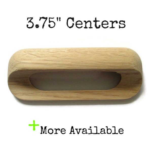 Drawer Pull 3.75" centers Unfinished Oak Wood Brass screw treads CLEARANCE