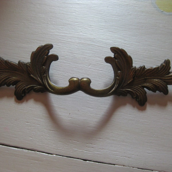 Lot of 2 vintage french provincial drawer pulls 3.5 inches between holes RARE SIZE