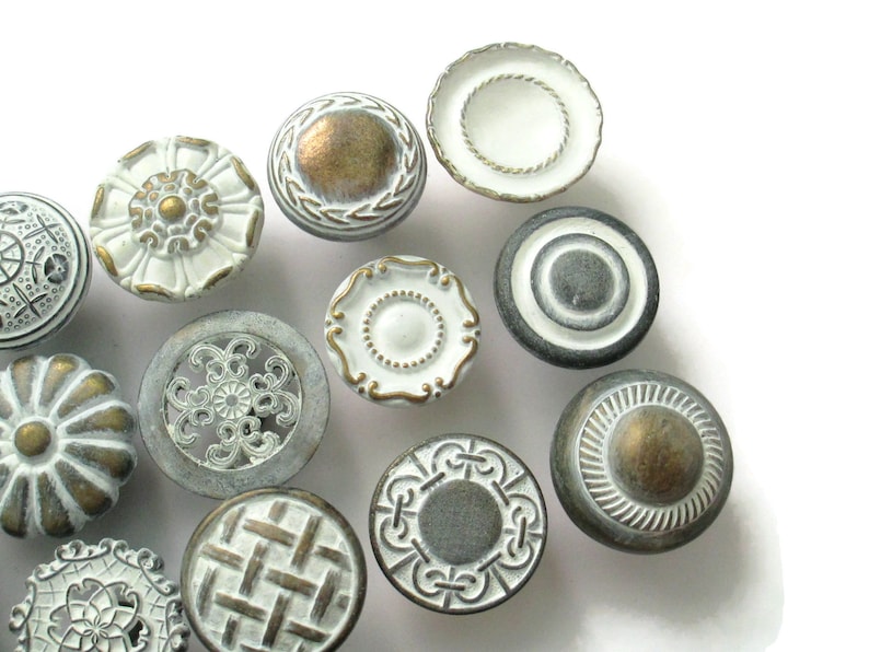 All different Distressed White Eclectic Collection CLEARANCE 15 vintage drawer knobs