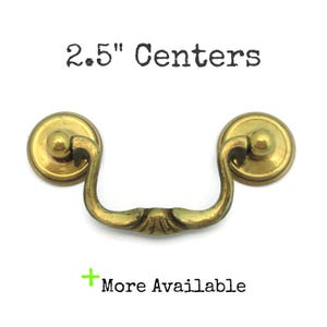 Vintage Drawer Pull 2.5&quot; Centers Brass Gold Tone Metal Bail Handle
