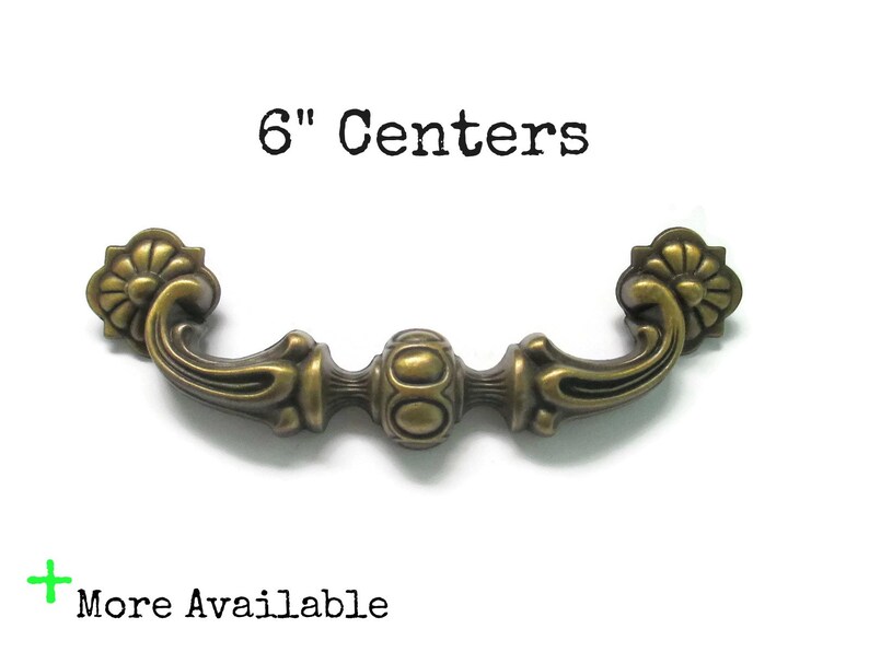 Vintage Drawer Pulls 6 Centers Large Ornate Furniture Etsy