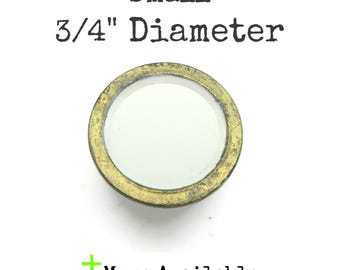 Vintage MCM Drawer knob 3/4" Diameter White Brass Tone Small Round Handles
