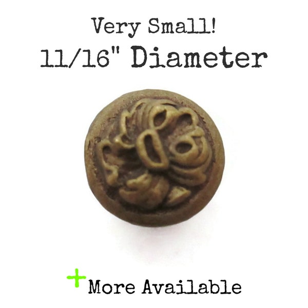 Tiny Vintage Brass Drawer Knob 11/16" Ornate Piano Knob Furniture Hardware Part