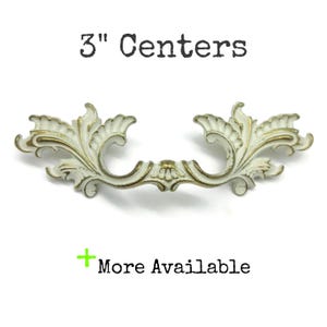 Vintage French Provincial Drawer Pull 3" centers White Gold Brass Tone