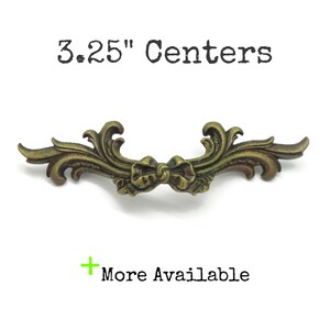 Vintage French Provincial Drawer Pull - Brass 3.25" Centers Ornate Ribbon Bow Handle