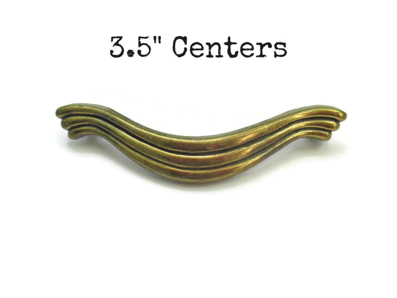 Vintage Drawer Pull 3 5 Centers Antique Brass Gold Etsy