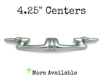 Vintage MCM Art Deco Drawer Pull 4.25" Centers Chrome Atomic Handle