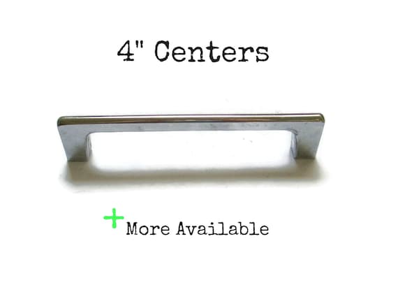 Vintage Mcm Chrome Drawer Pulls 4 Centers Silver Etsy