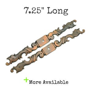 Vintage French Provincial Backplate Copper Tone Long Cabinet Furniture Door Plate