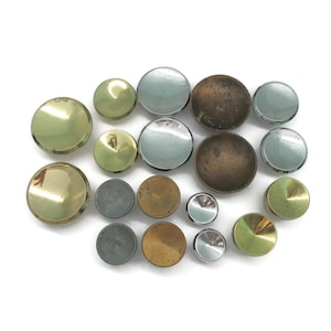 Vintage MCM Drawer Knobs 9 Pairs Mixed Concave Lot MCM Chrome Brass Copper Tones