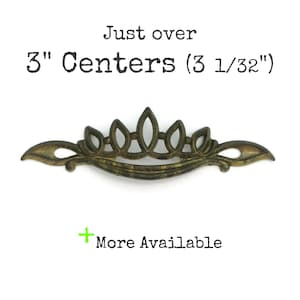 Vintage Drawer Pull Just over 3" centers MCM Crown Shape Handle Brass Tone