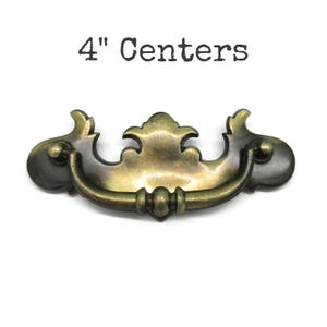 Vintage Chippendale Drawer Pull: Brass Tone Finish, 4" Centers