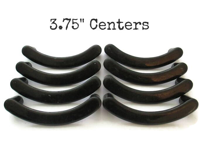 8 Vintage MCM Drawer Pulls 3.75 Centers Simple Black Handles Etsy