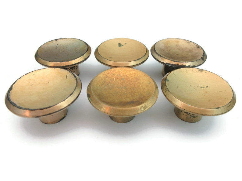 Sets of 6 Vintage Drawer Knobs Concave Round MCM Pale Copper Etsy