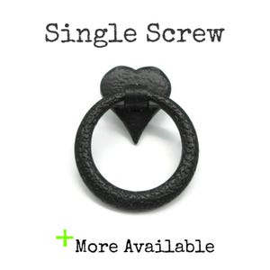Vintage Hammered Heart Black Drawer Ring Pull - Amerock T-409