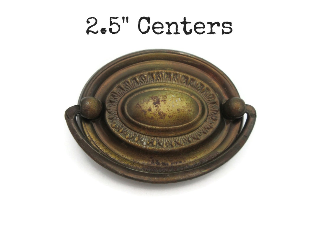 Vintage Drawer Pull 2.5 Centers Ornate Oval Shaped Etsy