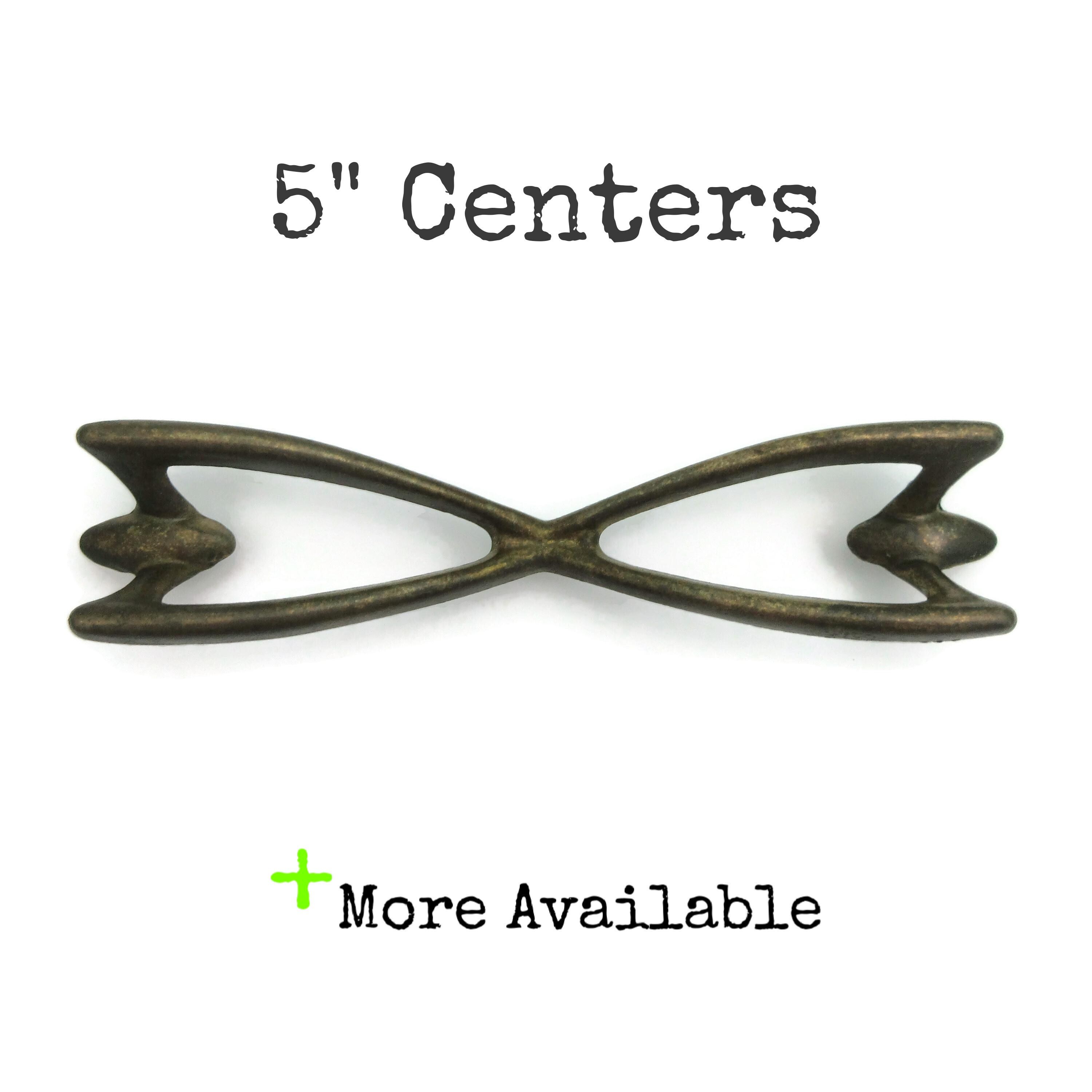 Vintage MCM Atomic Drawer Pull 5" Centers Brass Tone Mid Century Modern