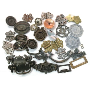 Parts & Salvage Lot vintage rustic broken old hardware parts 2 pounds 4+ ounces reclaimed parts Set #80 Clearance