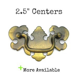 Vintage Chippendale Drawer Pull Aged Brass Tone, 2.5" Centers