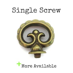 May include: A single brass screw with an ornate, floral design. The screw head features a decorative, swirling pattern and a small, cylindrical base. The text "Single Screw" is above the screw, and "More Available" is below.