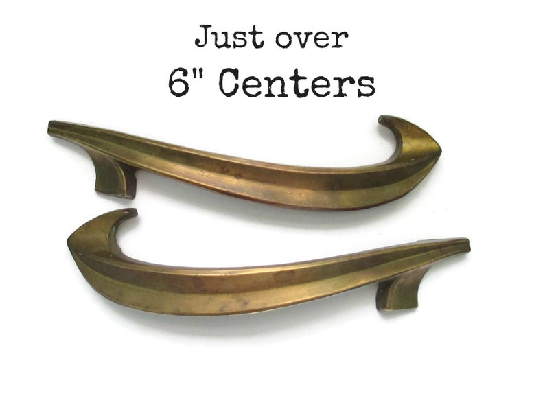 Rare Atomic 6/" Vintage Mid Century Modern Brutalist Dresser Drawer Pulls Handles