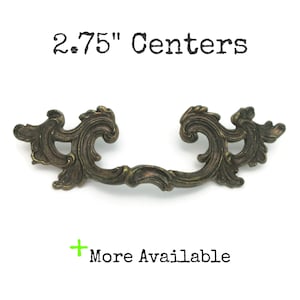Vintage French Provincial Drawer Pull: Dark Brass Brass Color Co. K644, 2 3/4" Centers