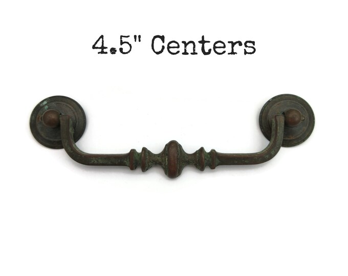 Vintage Drawer Pull 4.5 Centers Bail Handle Aged Brass Etsy