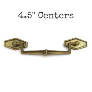 Vintage Ornate Brass Tone Drawer Pull - 4.5&quot; Centers Bail Handle