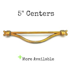 Vintage Mid Century Modern Drawer Pull 5" Centers Warm Brass Tone Space Age atomic