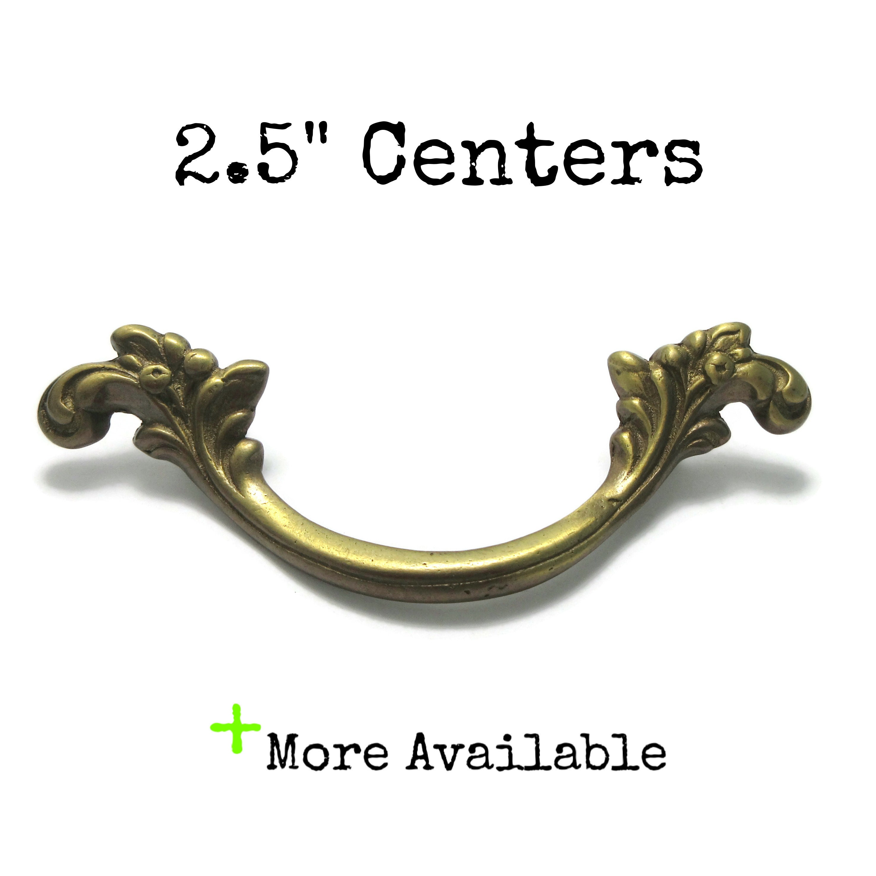 2.5, 3, 3.5 Centers ANTIQUED & Polished BRASS QUEEN ANNE BAIL
