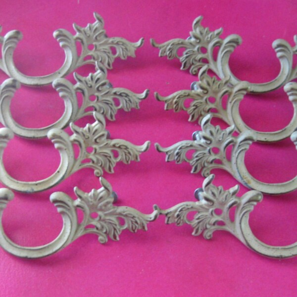 6 vintage french provincial drawer pulls 3.75" between holes